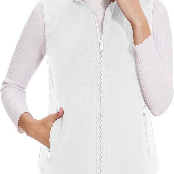 Women's Fleece Vest with Zipper Pockets Zip Up Sleeveless Jackets Lightweight So - Picture 2 of 7